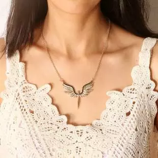 Diamond-Encrusted Guardian Angel Necklace