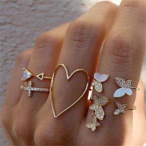 Diamond Oil Butterfly Love Ring