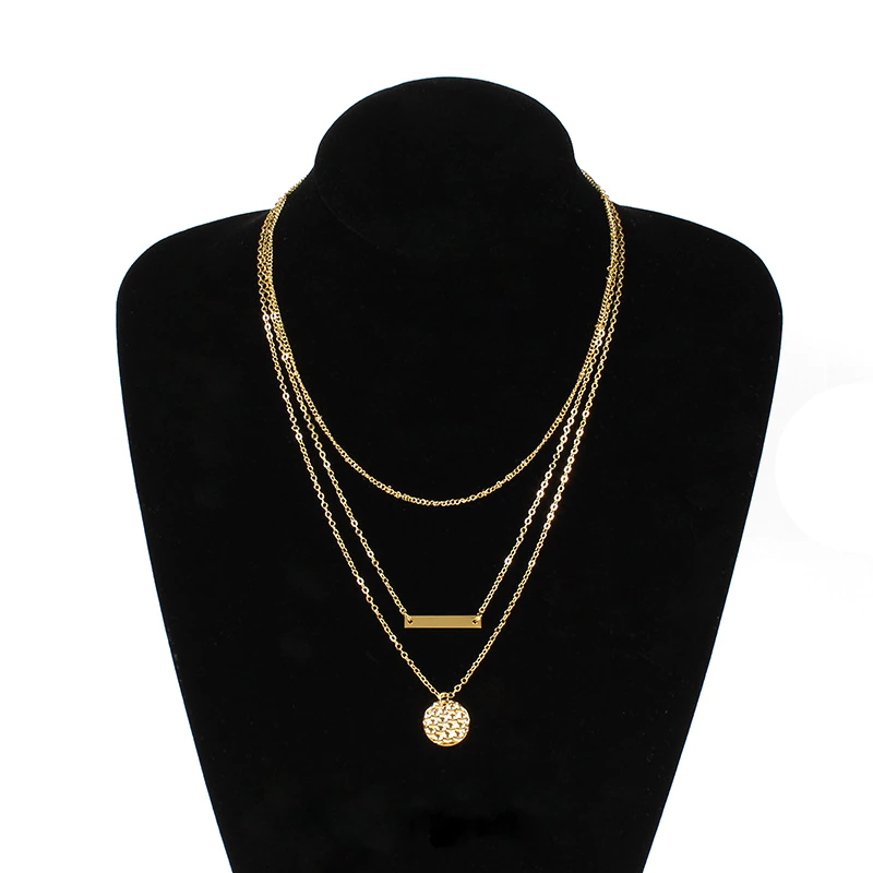 Geometric Metal Sequins Multi-Layer Necklace