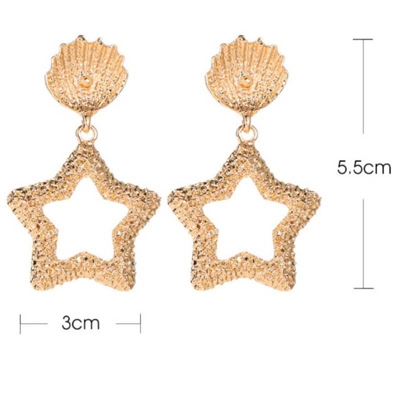 Shell Pentagram Relief Earrings size