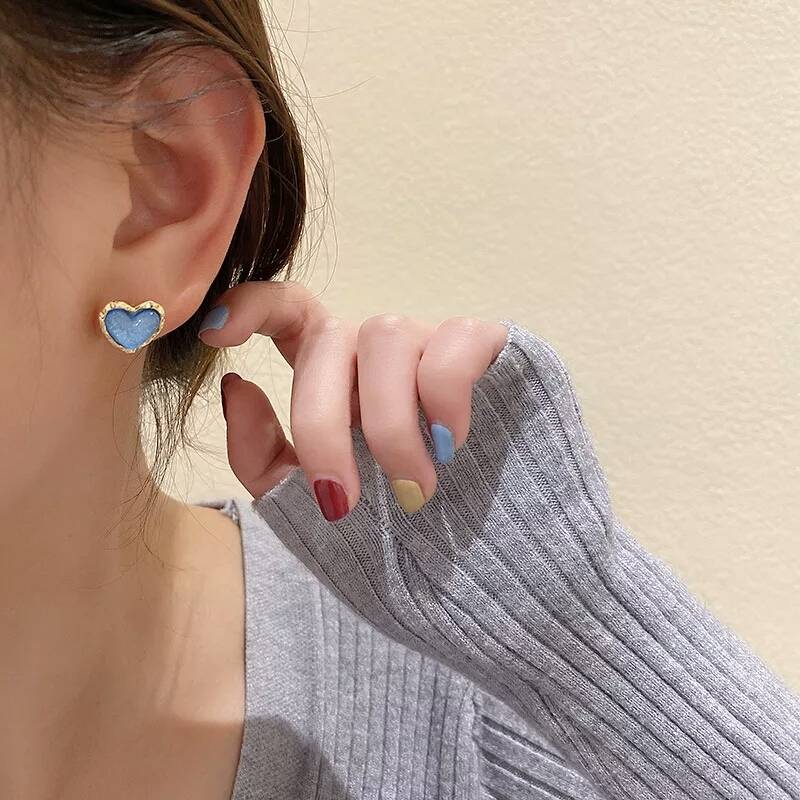 blue stone heart earrings