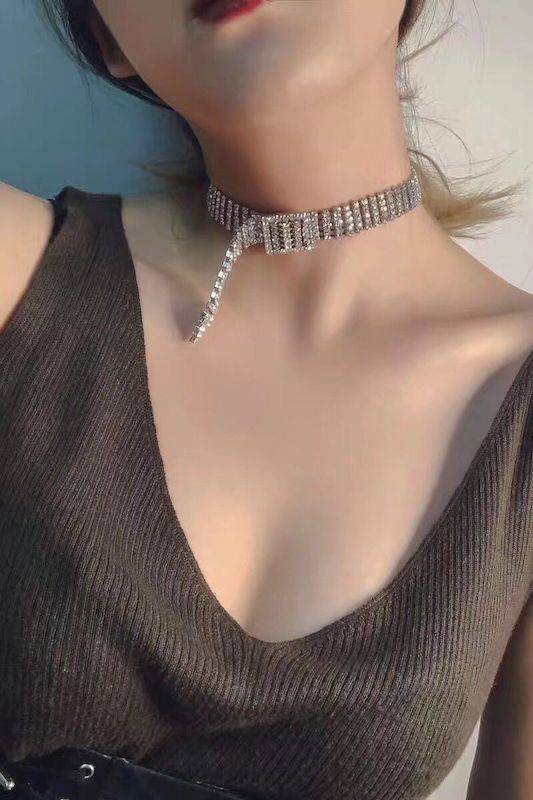 Rainbow color luxury diamond choker - Image 2