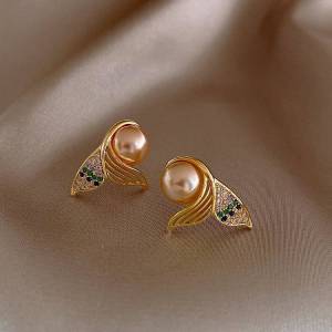 mermaid tail shaped pearl earrings