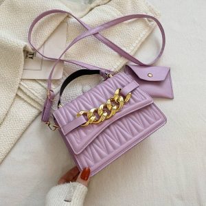 Elegant hand-held small square bag purple