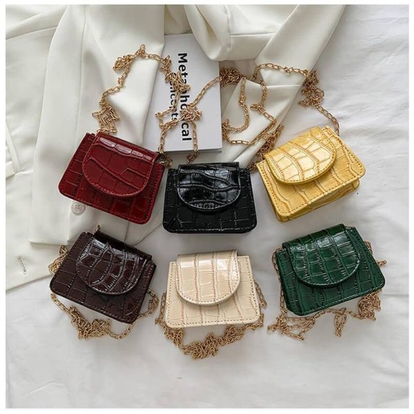 crocodile pattern mini chain lipstick bag