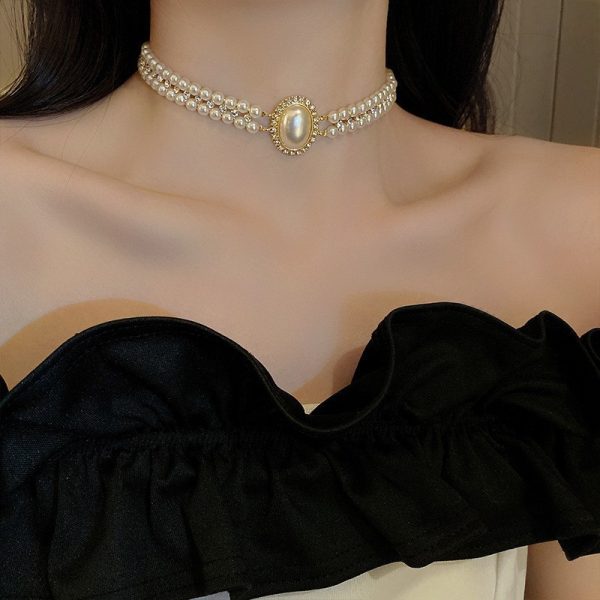 Vintage Style Double Layer Pearl Choker