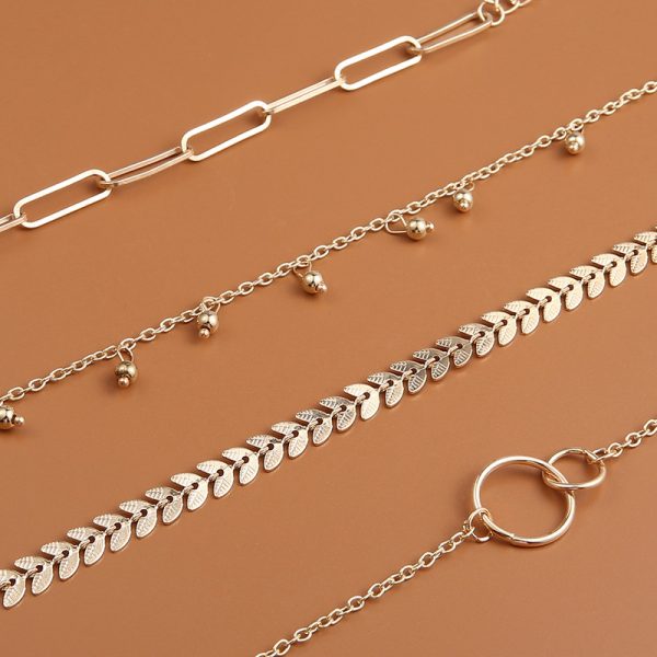 American Style Metal Circle Pattern Arrow Chain 4 Piece Bracelet 2