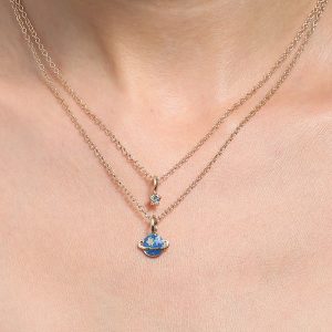 American Style Planet Double Layer Necklace Blue