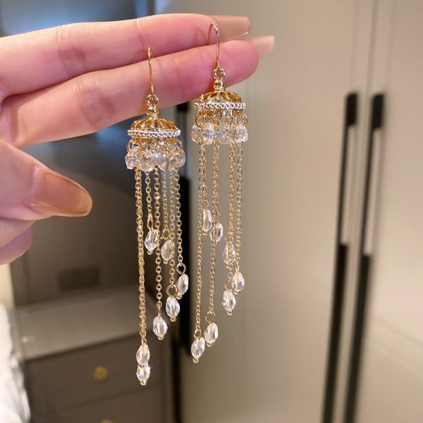 Fairy Tassel Crystal Lamp Earrings
