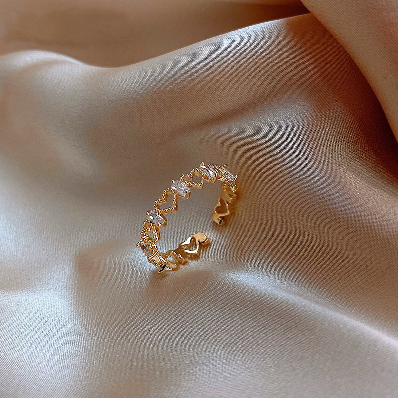Heart Shaped Gold Adjustable Ring