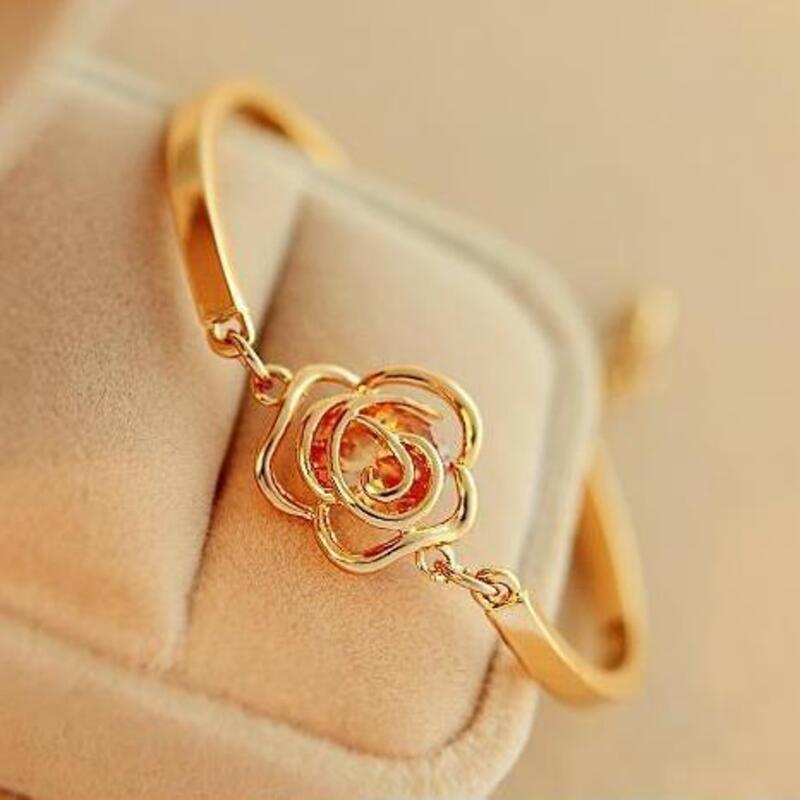 Korean Fashion Gold Camellia Bracelet