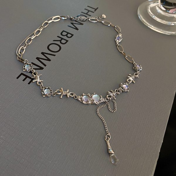 Korean Moonstone Crystal Tassel Necklace 2