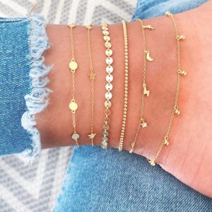 Moon Star Multi Layer 6 Piece Anklet