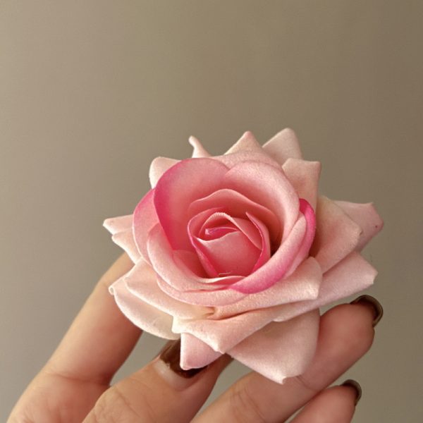 Pink Rose Flower Hair Clip or Brooch