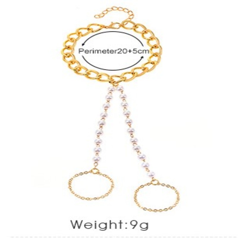Simple Pearl Multi Layer Finger Chain Bracelet 1