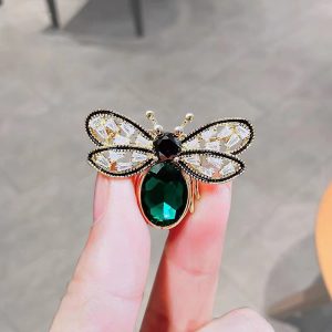 Cute Green Crystal Bee Brooch