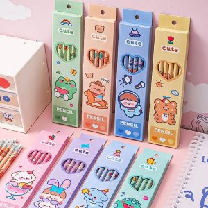 6pcs Kawaii Cartoon Hb Pencil Set