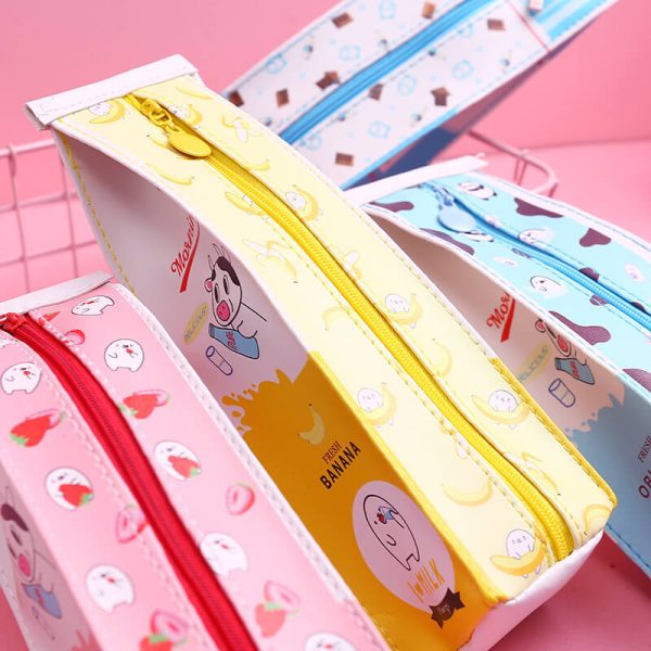 Cartoon Milk Box Pencil Case Back Side