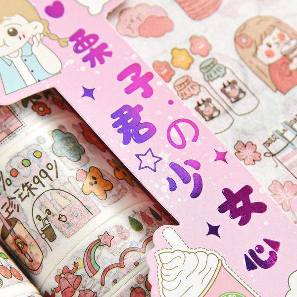 Kawaii Girl Large Stickers & Washi Tape Box