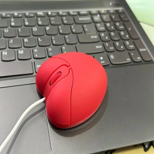 3D Red Heart Wired Mouse