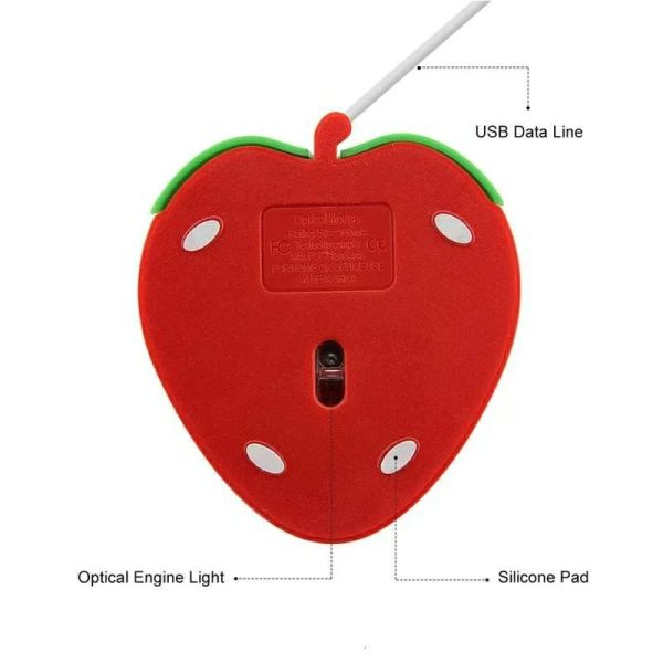 3D Strawberry Wired Mouse