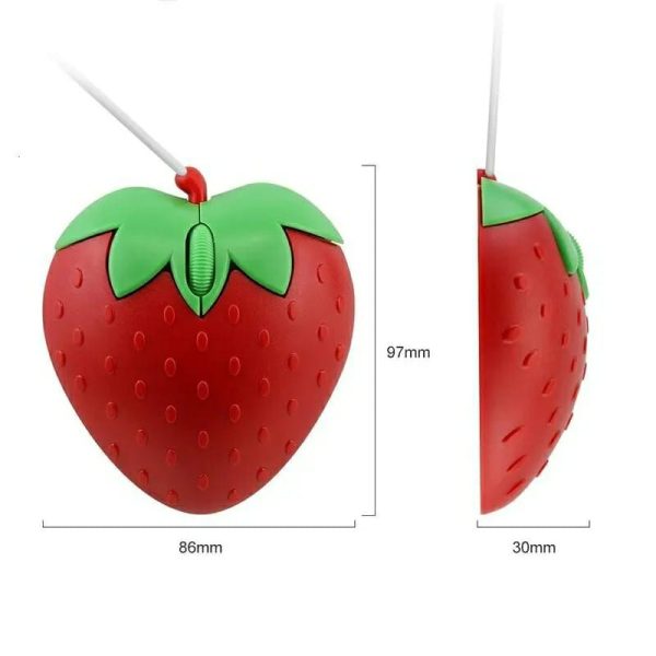 3D Strawberry Wired Mouse