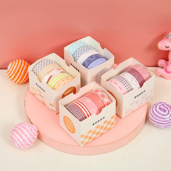 5 Pcs Colored Washi Tape Set