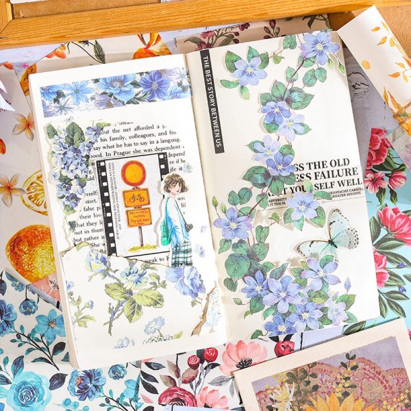 Floral Themed 100Pcs Journal Decorative Paper Book