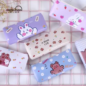 Kawaii Leather Pencil Bag Happy Bear