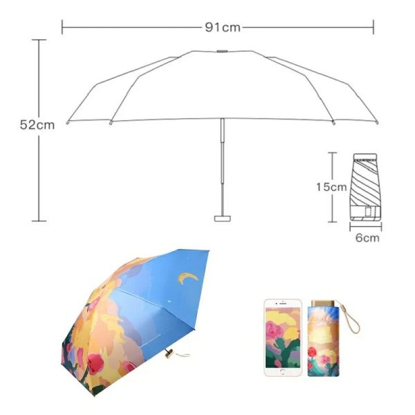 Oil Painting Aesthetic Pocket Umbrella