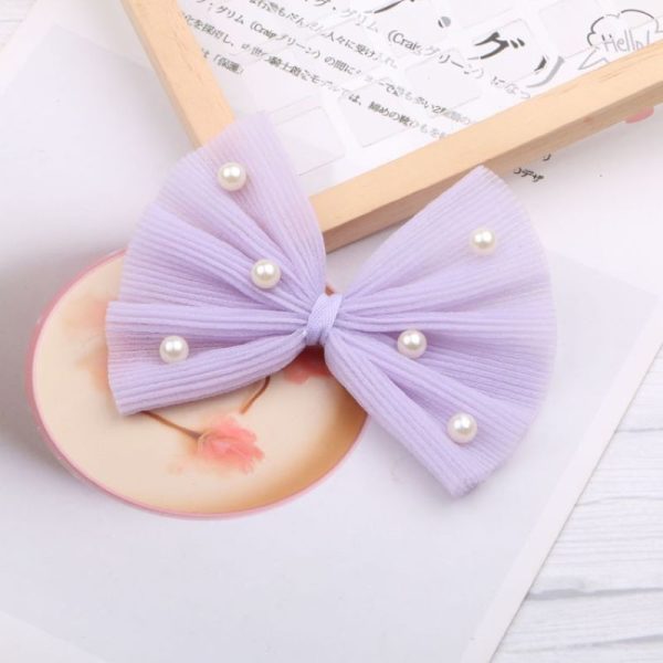 Feather Pearl Bow Purple