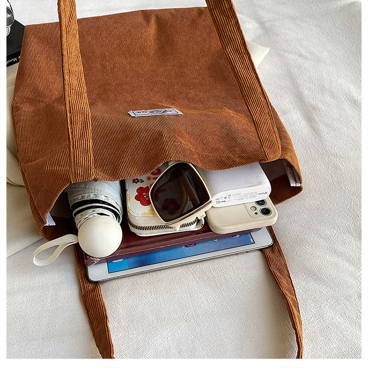 Simple Corduroy Tote Bag - Image 6
