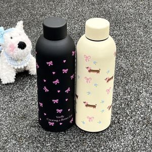 Kawaii 500ml Thermos Water Bottle Black