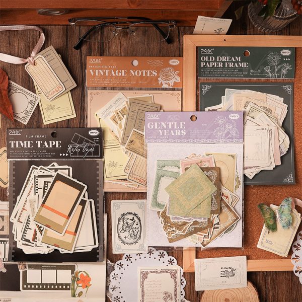 Nostalgic Retro Paper Stickers Set