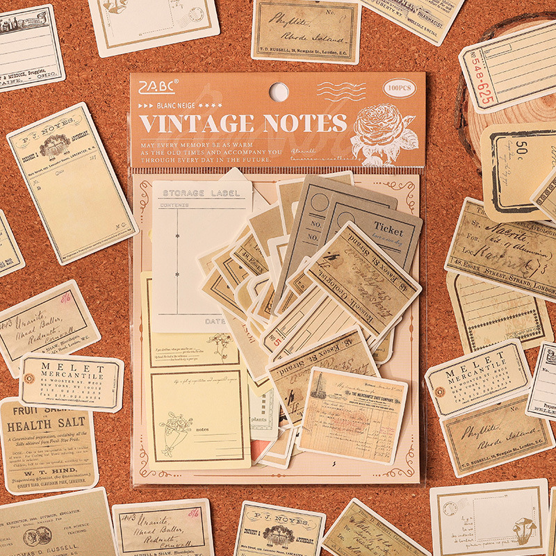 Nostalgic Retro Paper Stickers Set