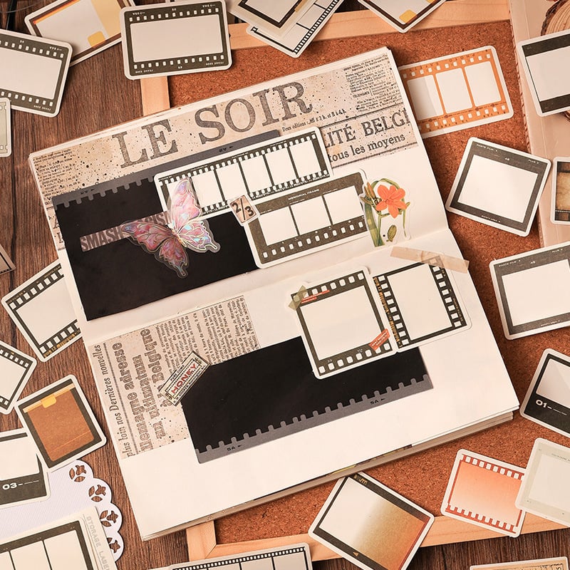 Nostalgic Retro Paper Stickers Set