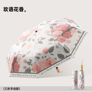 ull Floral Print Folding Cute Umbrella rose