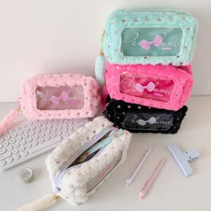 Premium Plushy Bow Pencil Bag