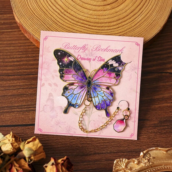 Cute Butterfly Themed Metal Bookmark design 2