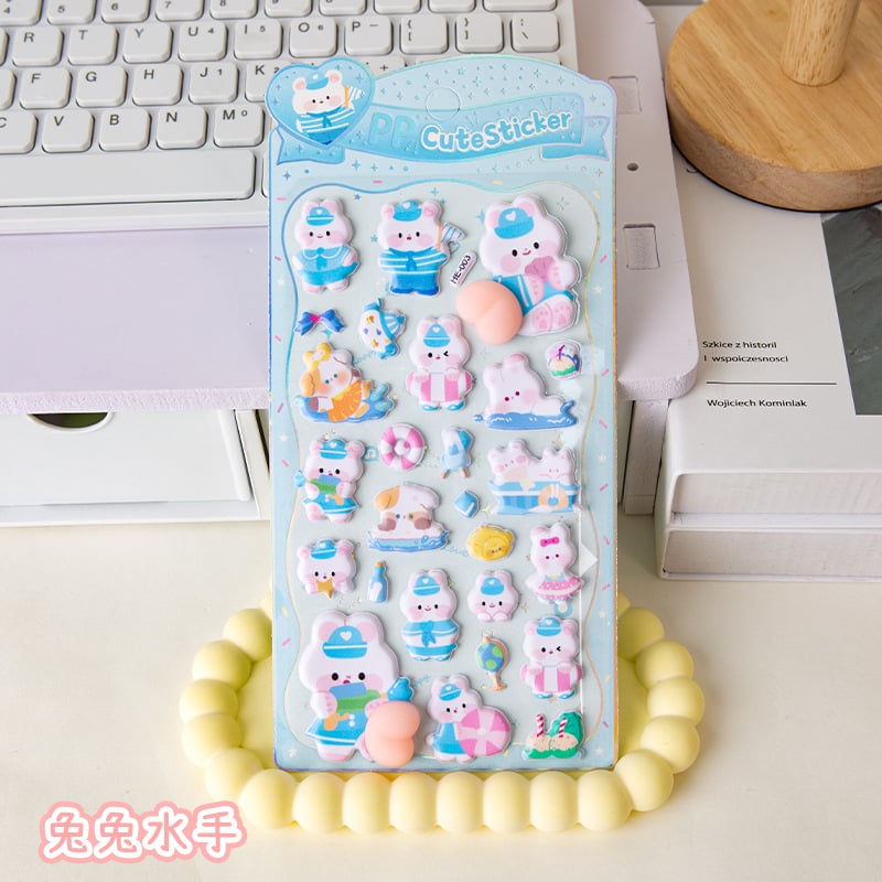 Creative 3D Animal Stickers bunny sailor
