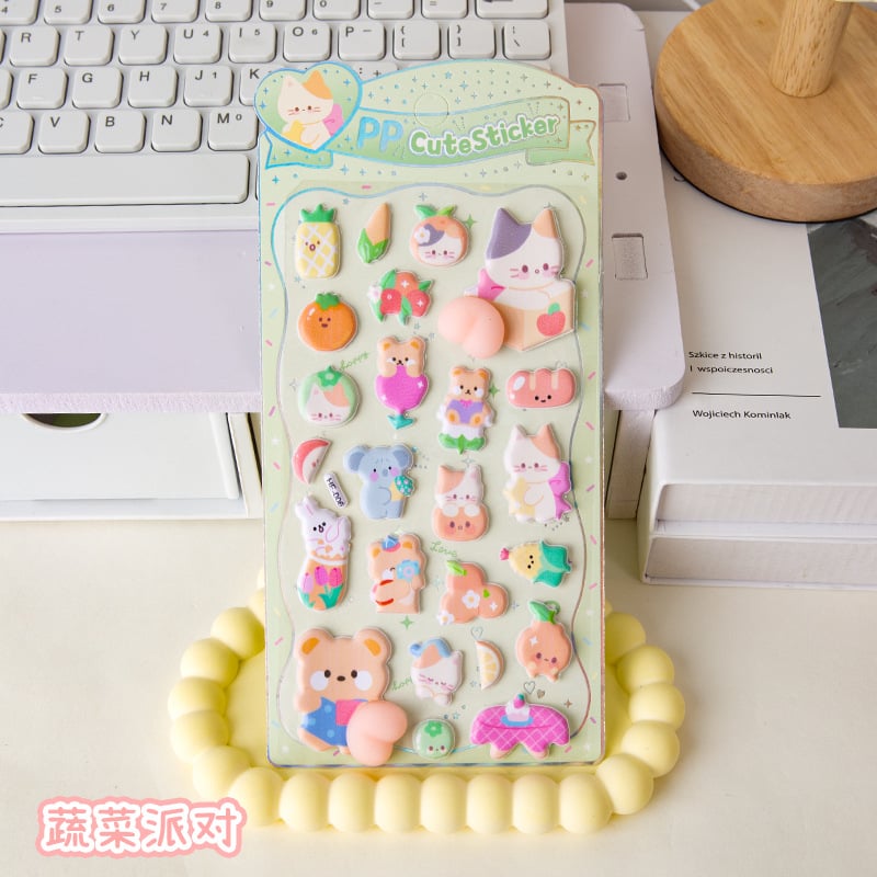 Creative 3D Animal Stickers vegetable party