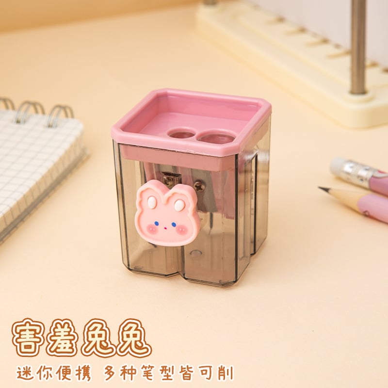 Cute Cartoon Double-Hole Pencil Sharpener Shy bunny