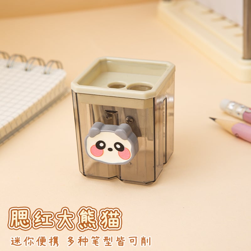 Cute Cartoon Double-Hole Pencil Sharpener blush panda