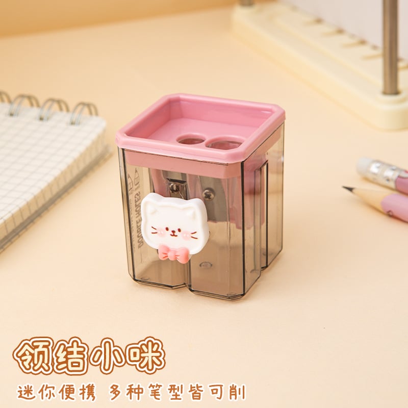 Cute Cartoon Double-Hole Pencil Sharpener bow tie xaomi