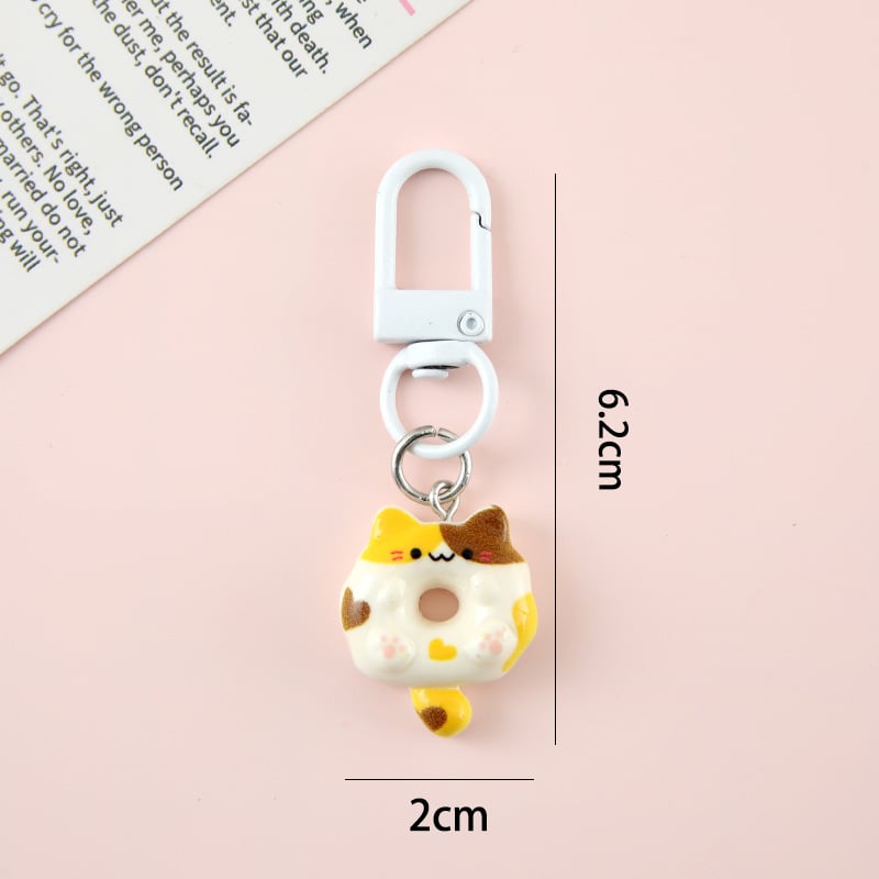 Cute Cat Donut Keychain Yellow