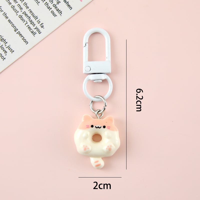 Cute Cat Donut Keychain peach