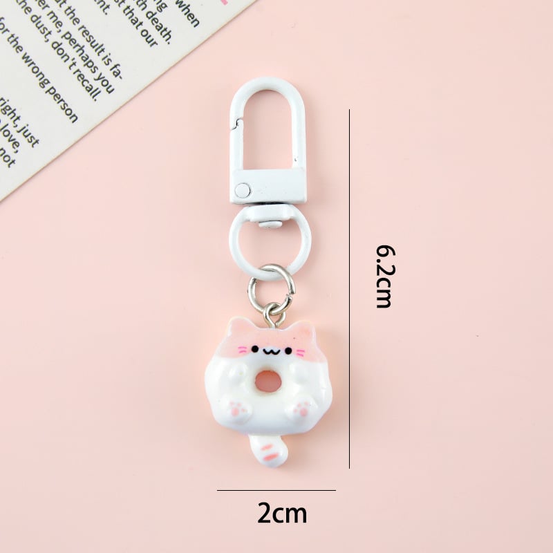Cute Cat Donut Keychain pink