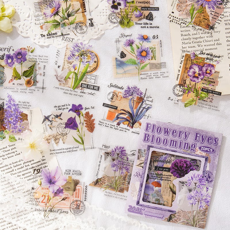 20 sheets Waterproof Vintage Style PET Stickers - Image 2
