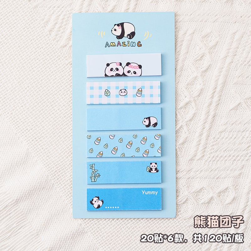 120 Pcs Cute Panda Index Sticky Notes blue