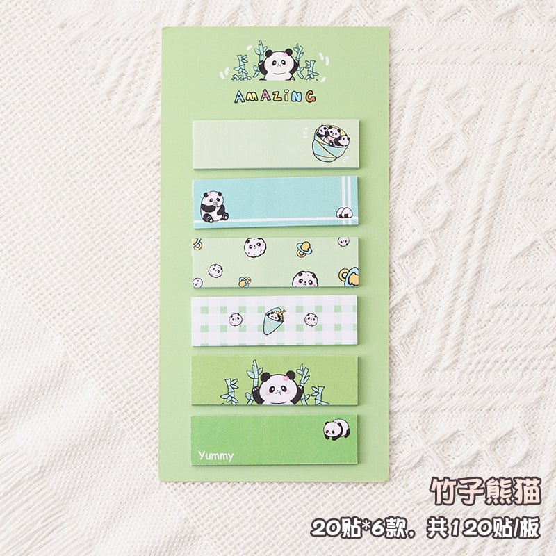 120 Pcs Cute Panda Index Sticky Notes green